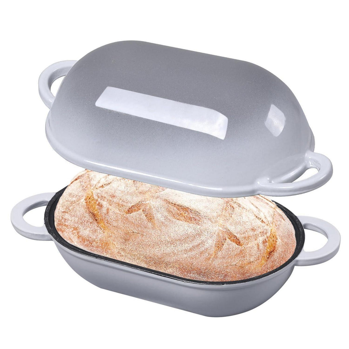 Gusseisen Brotbackform oval mit Deckel, 28 cm, Farbverlauf