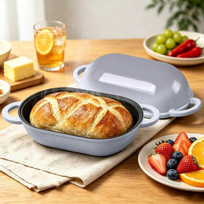 Gusseisen Brotbackform oval mit Deckel, 28 cm, Farbverlauf