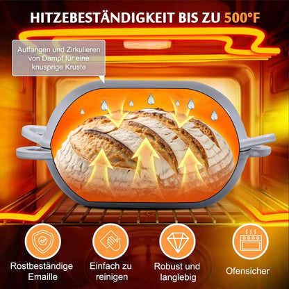Gusseisen Brotbackform oval mit Deckel, 28 cm, Farbverlauf