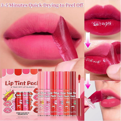6er Set Peel-Off Lippenstift – Matte Lippenfarben für vollere Lippen