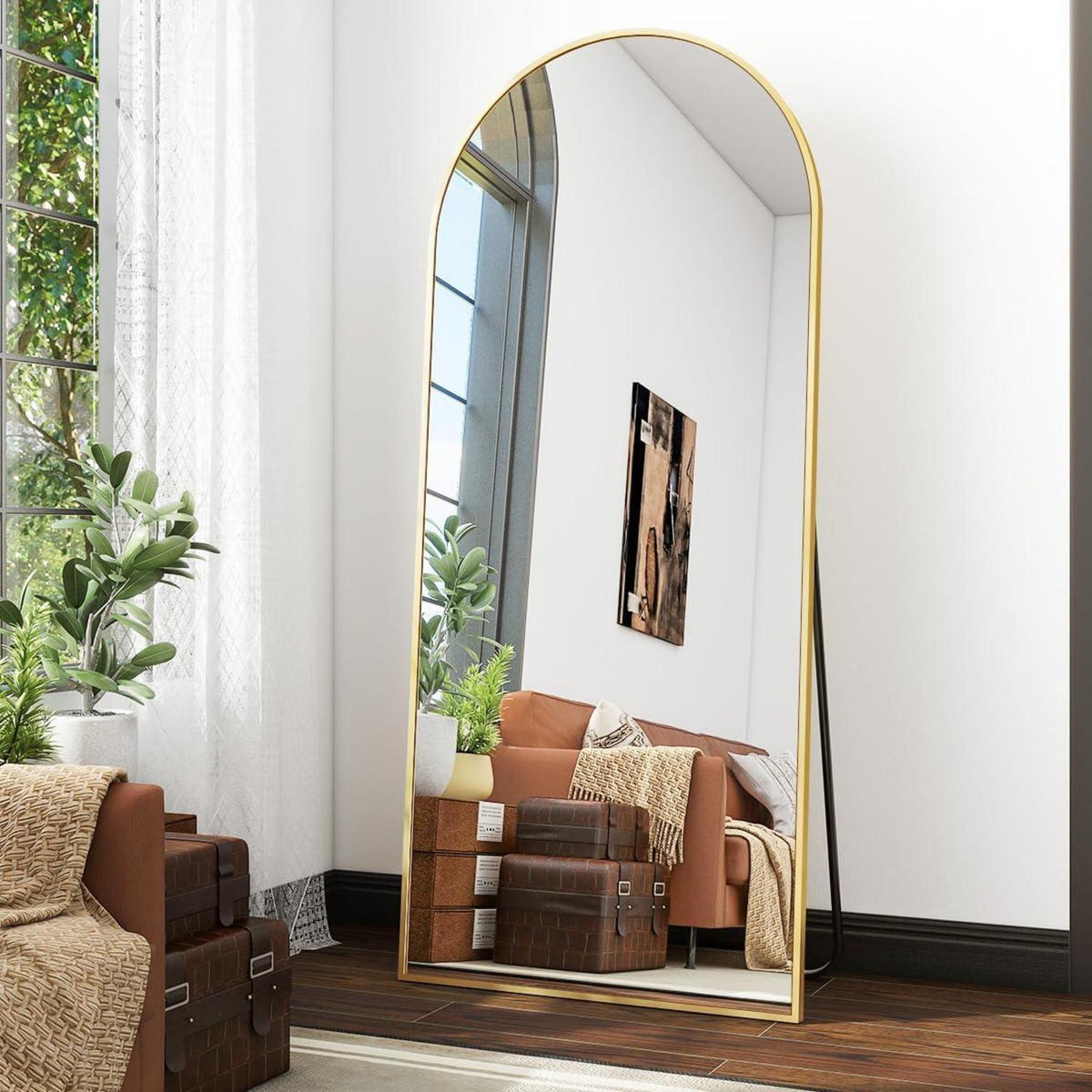 Ganzkörperspiegel Bogenförmig Gold | 170x70cm, Stand- & Wandspiegel