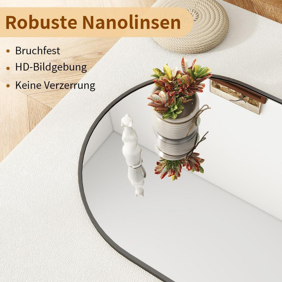 Ganzkörperspiegel Bogenförmig Schwarz – 170x70cm, Stand/Wand