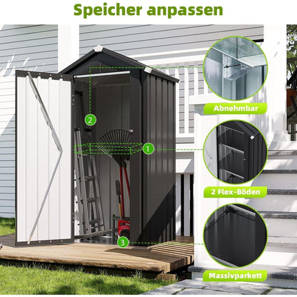 Wetterfestes Gartenhaus Metall 87,5x67 cm mit 2 Einlegeböden