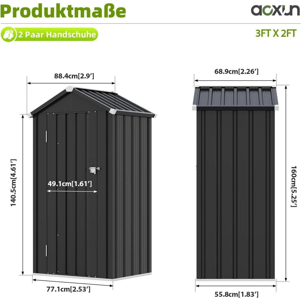 Gerätehaus Metall mit Boden – 87,5x67 cm, 2 Böden