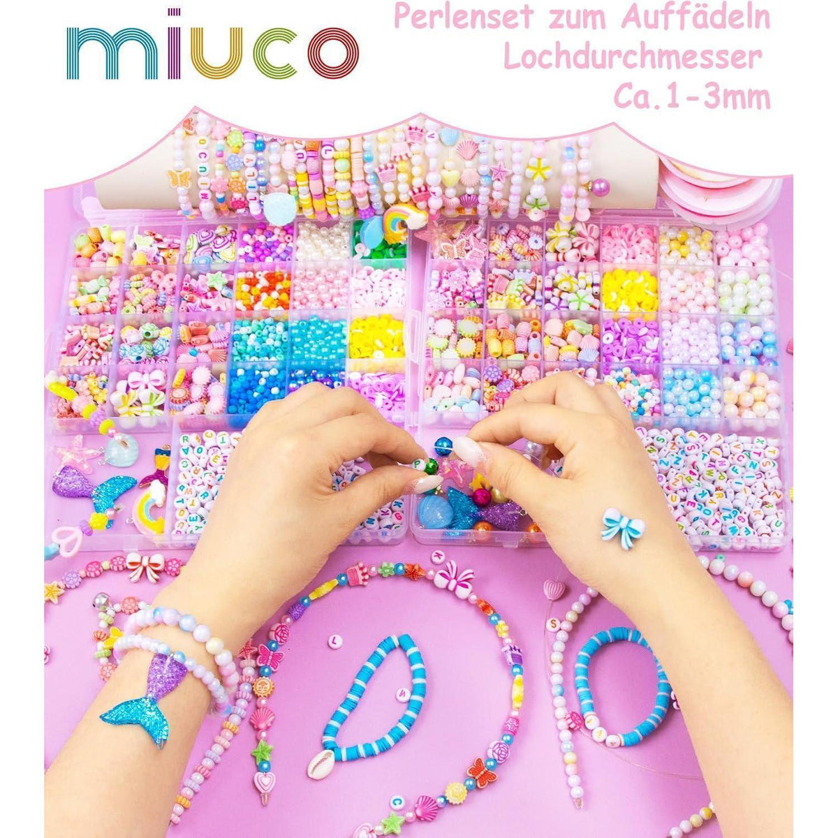 Schmuck Bastelset Mädchen – Perlen Set für Armbänder & Ketten
