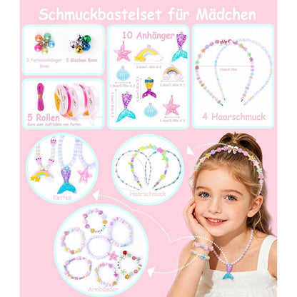 Schmuck Bastelset Mädchen – Perlen Set für Armbänder & Ketten