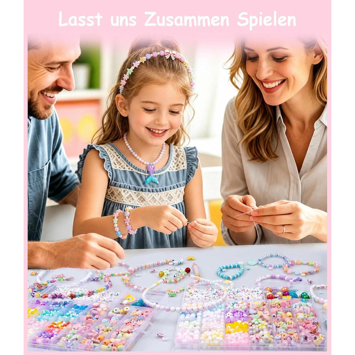 Schmuck Bastelset Mädchen – Perlen Set für Armbänder & Ketten