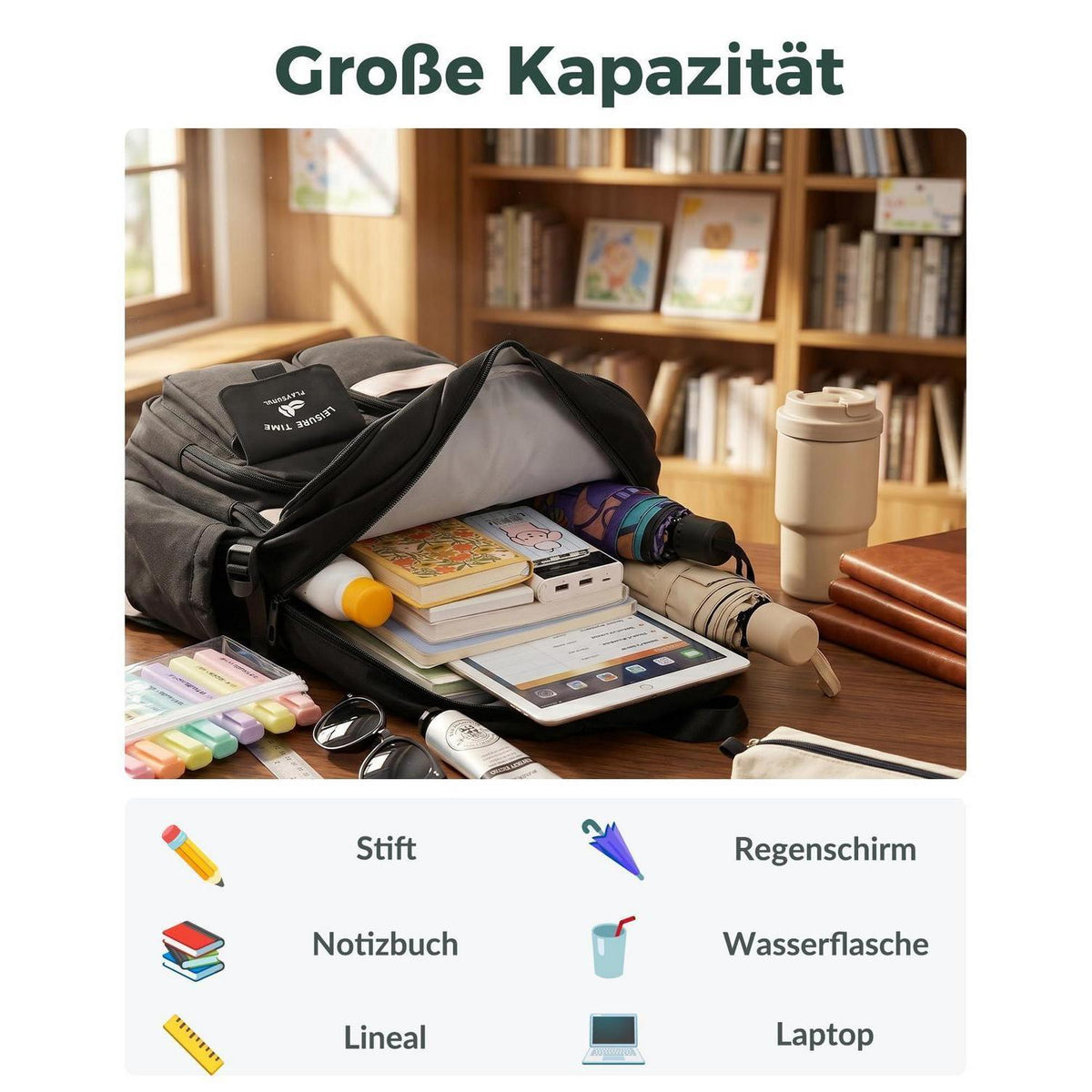 Schulrucksack Mädchen Braun – 30L Laptopfach & Ergonomisch