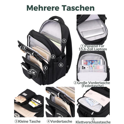 Schulrucksack Mädchen Braun – 30L Laptopfach & Ergonomisch