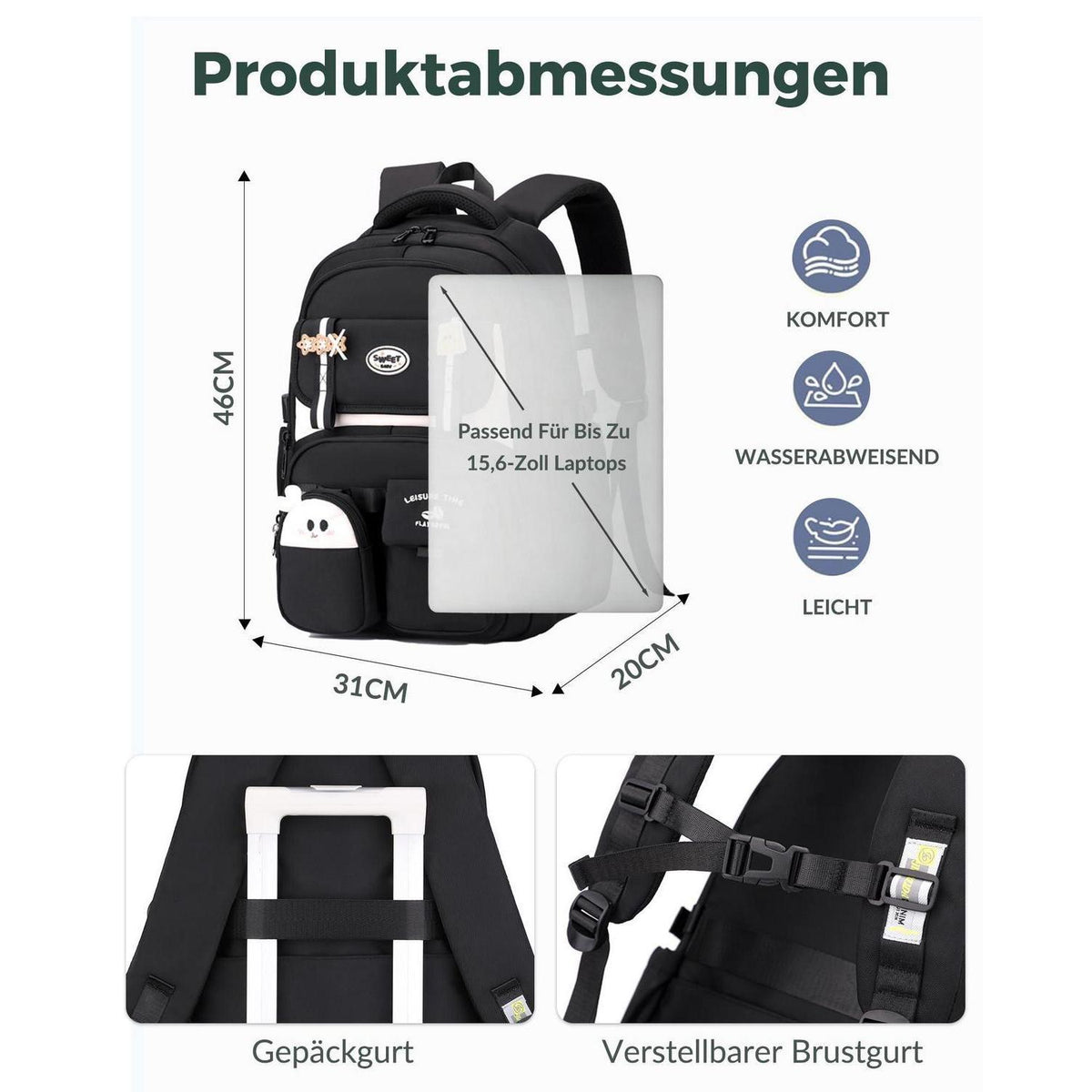 Schulrucksack Mädchen Lila – 30L Laptopfach & Ergonomisch