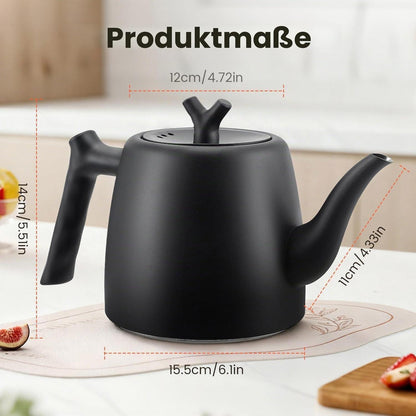 Schwarze Teekanne 2L Edelstahl mit Teesieb & Isolierung