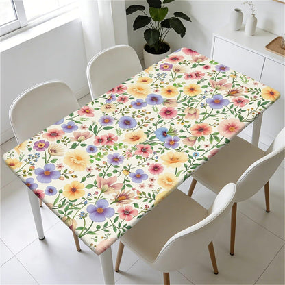 Elastische Tischdecke 120x80 cm – Wasserdicht & Wildblumenmuster