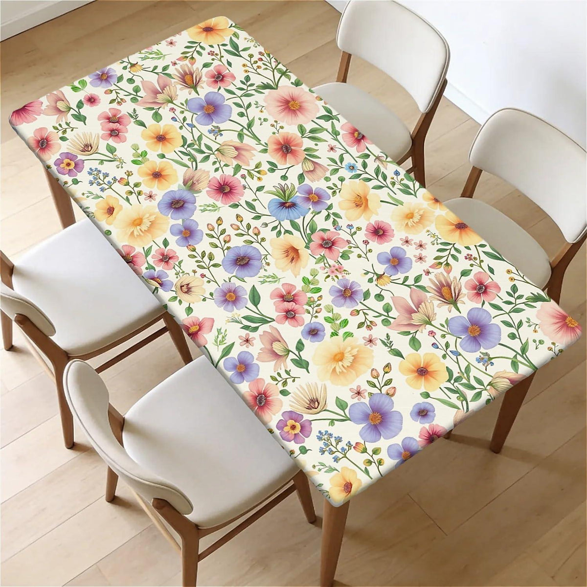 Elastische Tischdecke 120x80 cm – Wasserdicht & Wildblumenmuster