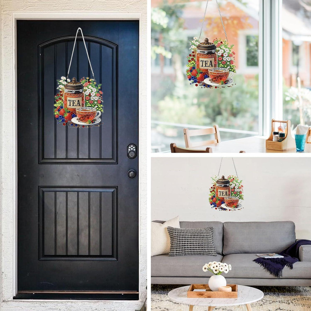 5D Diamantmalerei Teekanne Anhänger - DIY Fensterbild Set