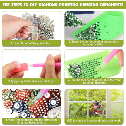 5D Diamantmalerei Teekanne Anhänger - DIY Fensterbild Set