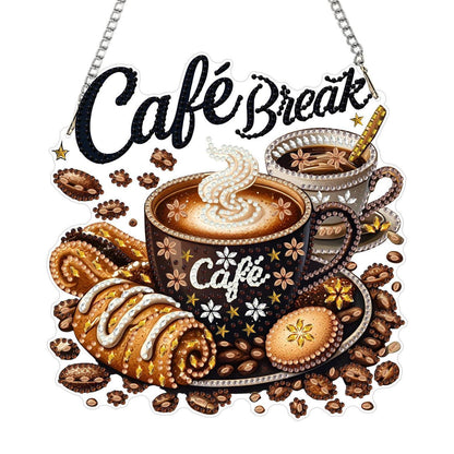 5D Diamantmalerei Kaffee Anhänger - DIY Fensterbild Set