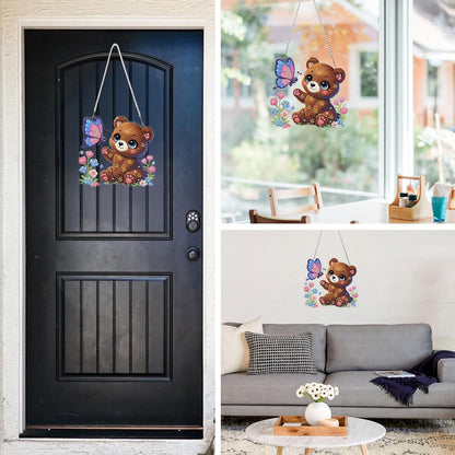5D Diamant Painting Bär Anhänger | Fensterbild DIY Kristall Kunst Set