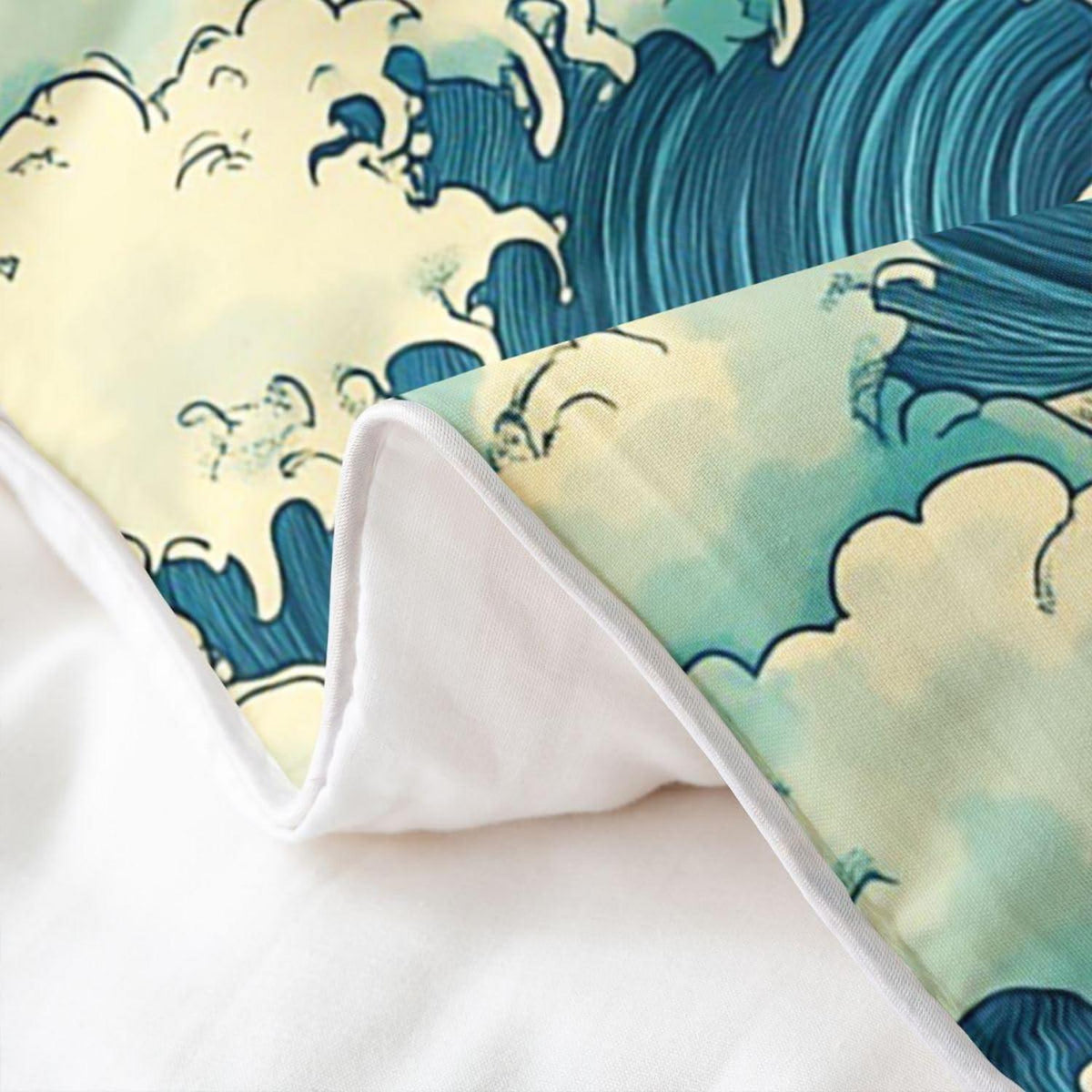 Japanischer Ukiyo-e Bettbezug 200x200 Baumwolle – Retro Wellen Design