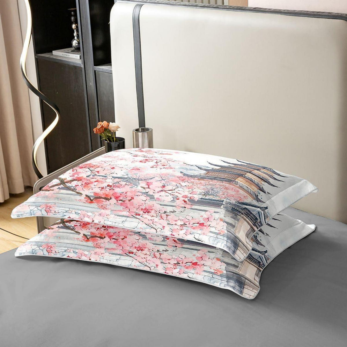 Japanische Kirschblüten Bettwäsche Set 155x220 Baumwolle
