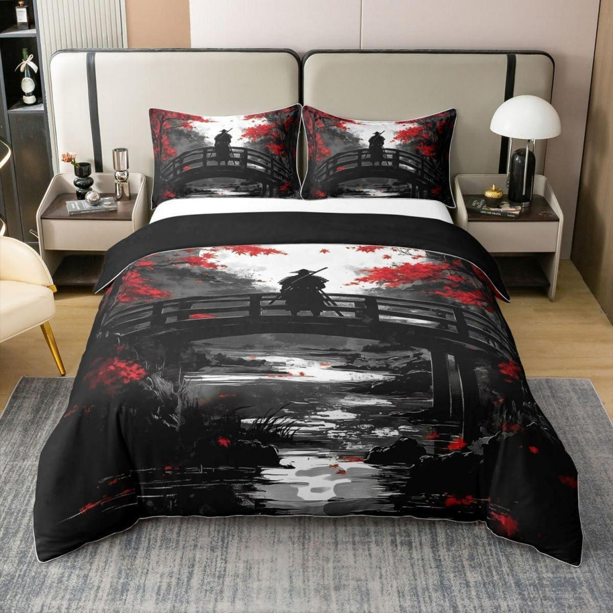 Japanisches Samurai Bettwäsche-Set 135x200 Baumwolle