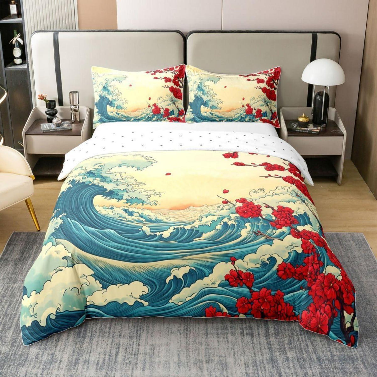 Japanischer Ukiyo-e Bettbezug 135x200 – Baumwolle Retro Design