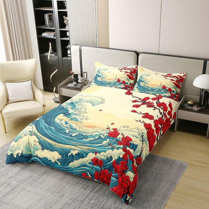 Japanischer Ukiyo-e Bettbezug 135x200 – Baumwolle Retro Design