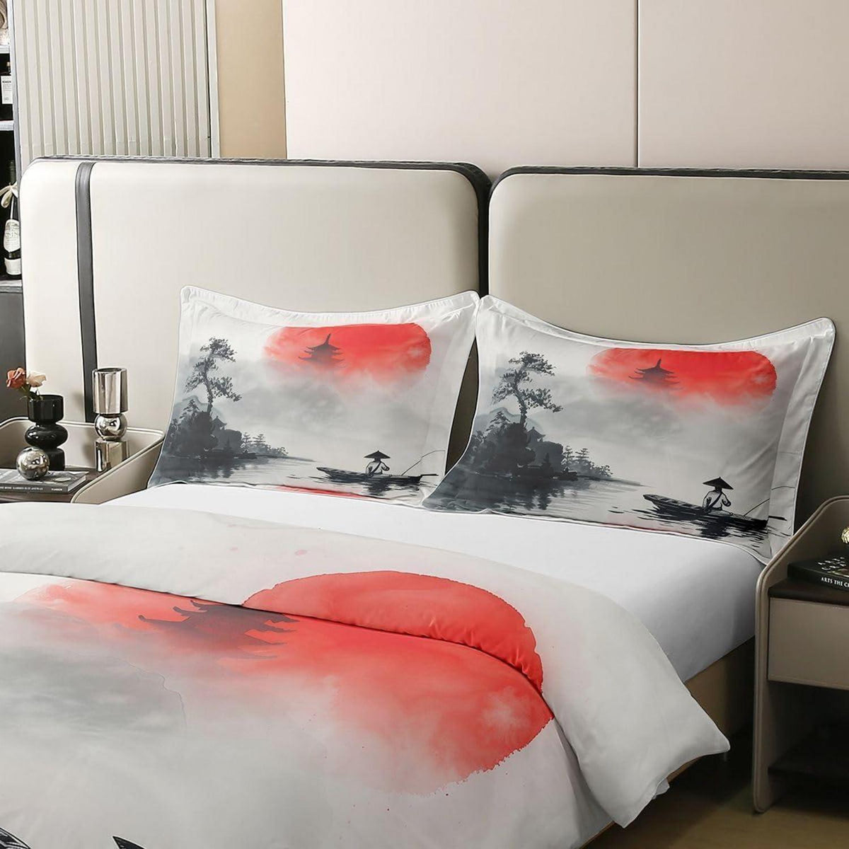 Japanisches Bettwäsche-Set Baumwolle 220x240 Rote Sonne