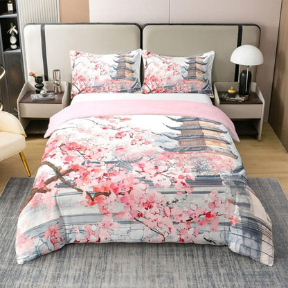 Japanische Kirschblüten Bettwäsche Set 135x200 Baumwolle