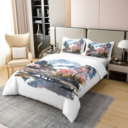 Chinesische Tuschemalerei Bettwäsche Set 200x200 Baumwolle