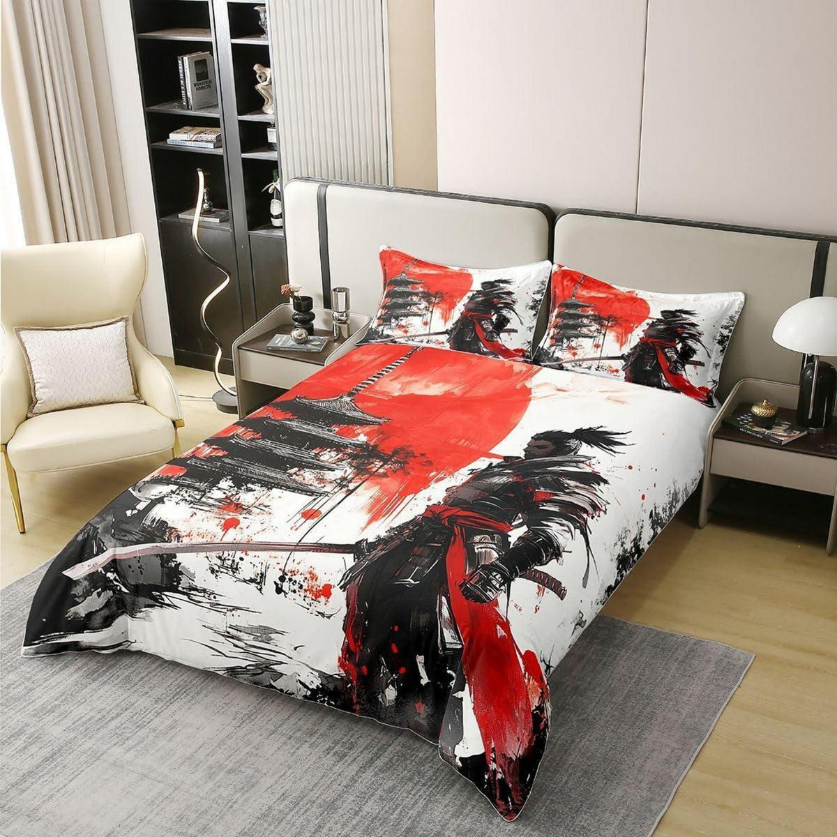 Japanisches Samurai Bettwäsche-Set 135x200 Baumwolle