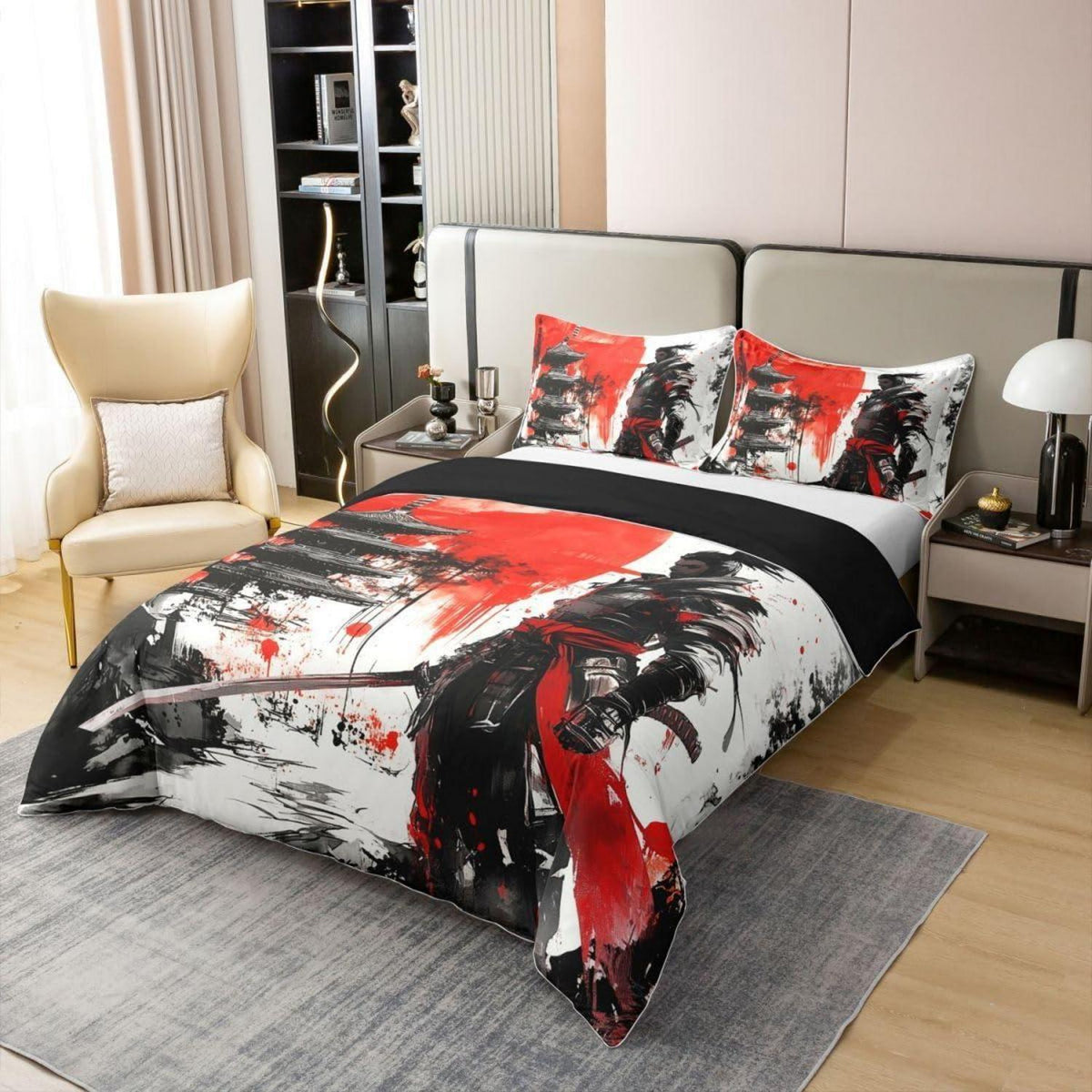 Samurai Bettwäsche Set 200x200 Baumwolle Japanische Ästhetik