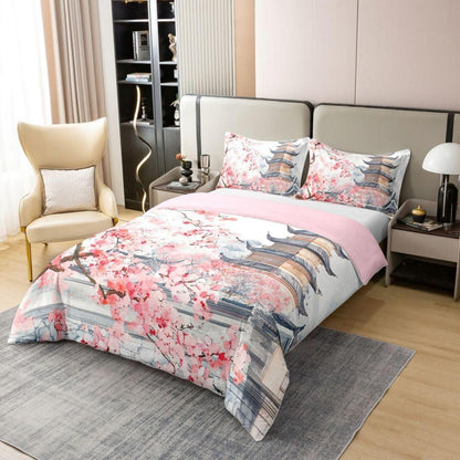 Japanische Kirschblüten Bettwäsche Set 200x200 Baumwolle