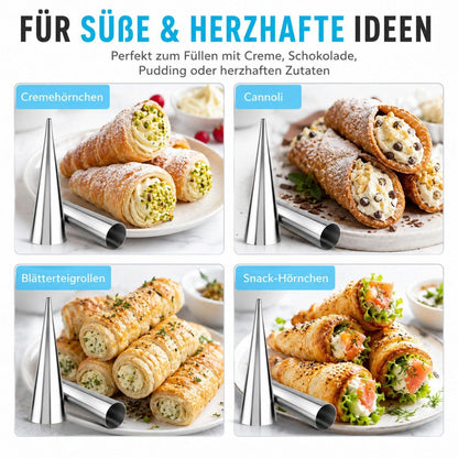 Cannoli Backform Set Edelstahl 23-teilig mit Bürste