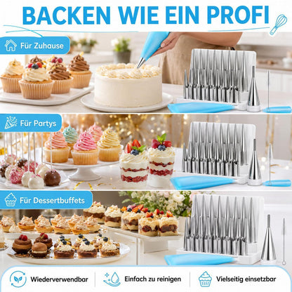 Cannoli Backform Set Edelstahl 23-teilig mit Bürste