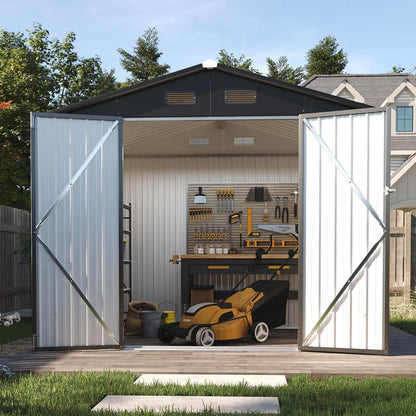 Großer Metall-Gartenschuppen 8x6ft mit Doppeltür & Satteldach