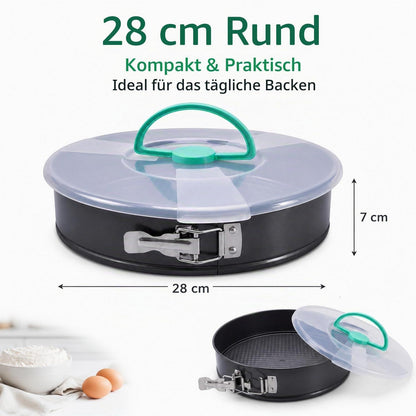 Runde Kuchenform 28cm mit Deckel & Antihaftbeschichtung