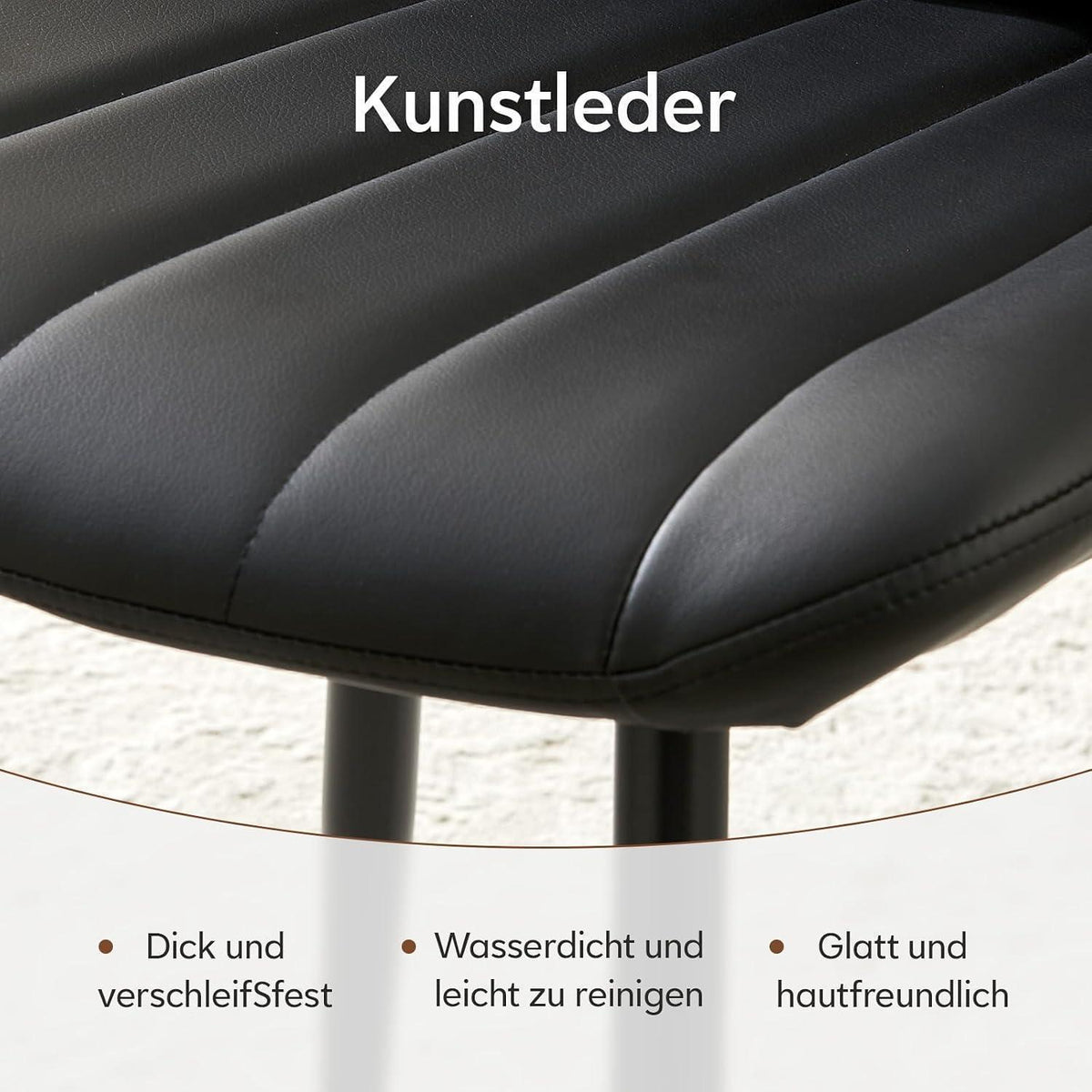 Esszimmerstühle 2er Set, Schwarz in Lederoptik