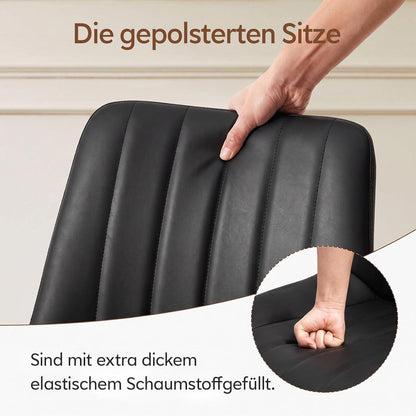 Esszimmerstühle 2er Set, Schwarz in Lederoptik