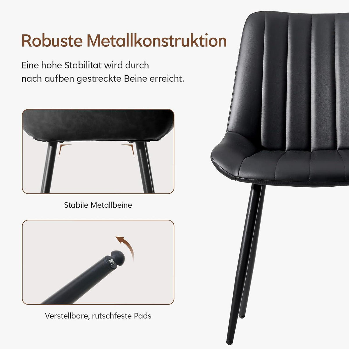 Esszimmerstühle 2er Set, Schwarz in Lederoptik