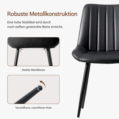 Esszimmerstühle 2er Set, Schwarz in Lederoptik