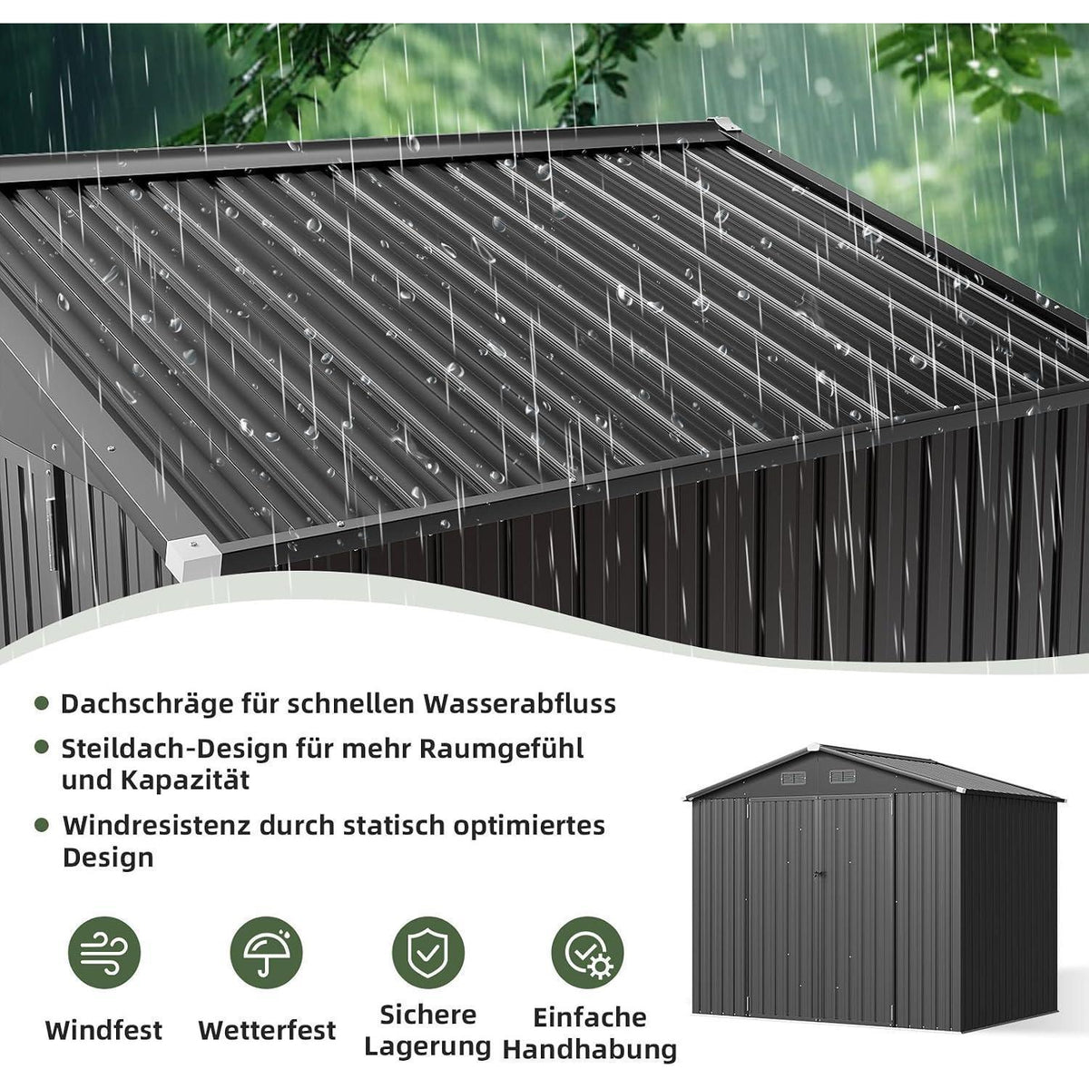 Großes Metallgerätehaus 235x171 cm – Robuster Schuppen für Garten & Werkzeug