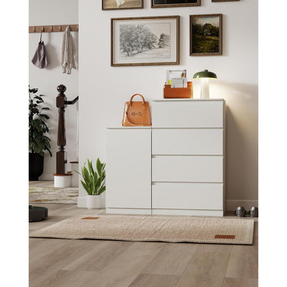 Weißes Kommoden-Set mit 4 Schubladen & Beistellschrank