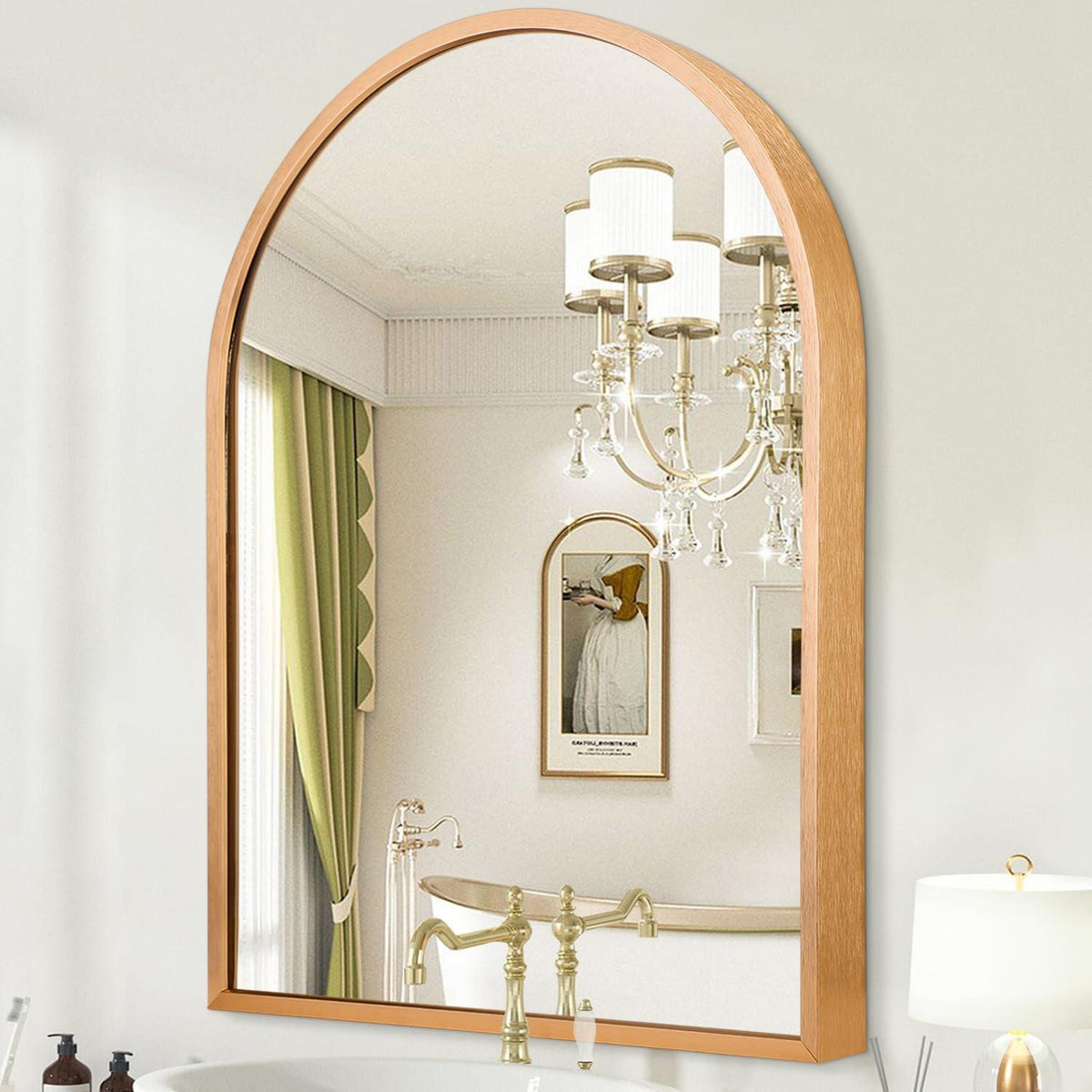 Goldener Bogen-Wandspiegel | 65x45 cm | Badezimmer & Deko
