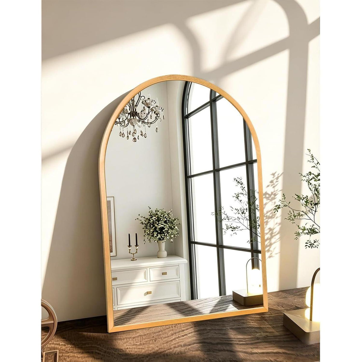 Goldener Bogen-Wandspiegel | 65x45 cm | Badezimmer & Deko