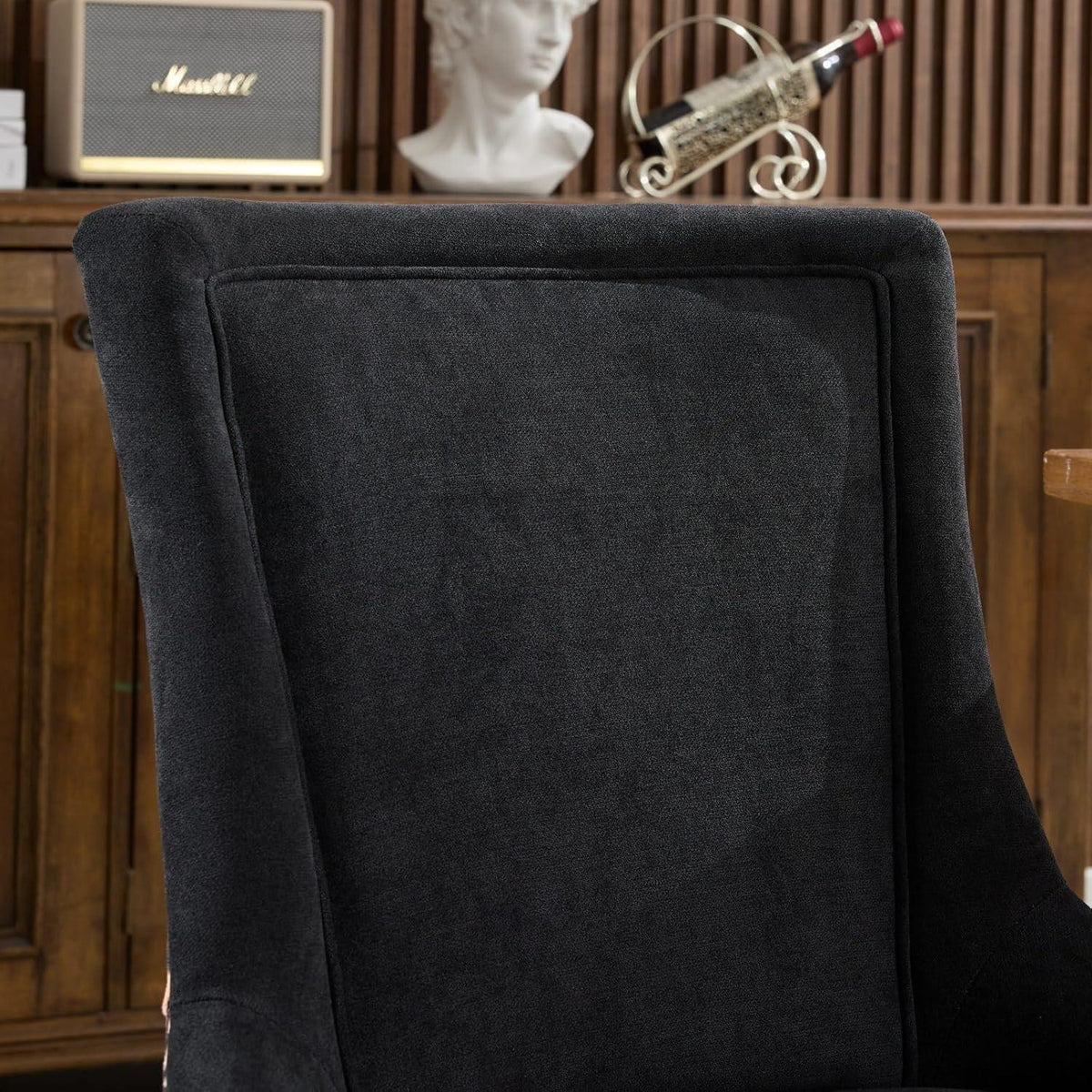 Esszimmerstühle 4er Set, Gepolsterte Chenille Stühle mit Holzbeinen