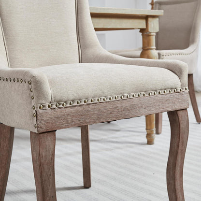 Esszimmerstühle 2er Set – Gepolsterte Chenille Stühle mit Holzbeinen