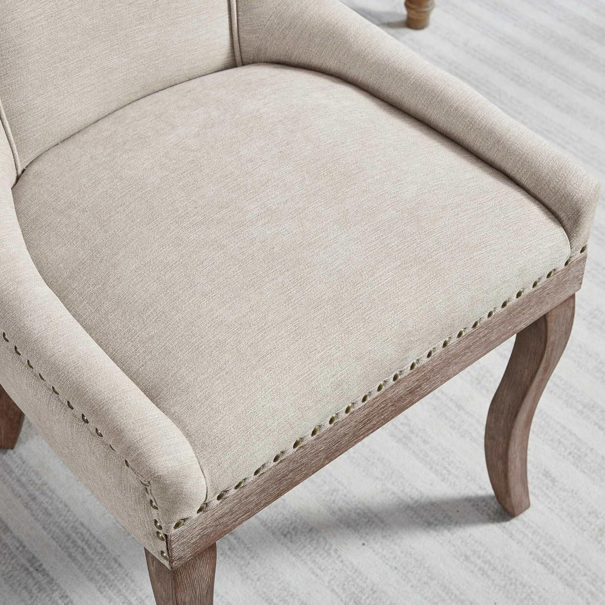 Esszimmerstühle 6er Set, Gepolsterte Chenille Stühle mit Holzbeinen