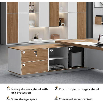 Moderner L-förmiger Schreibtisch mit Stauraum – Großer Bürotisch 200x80cm