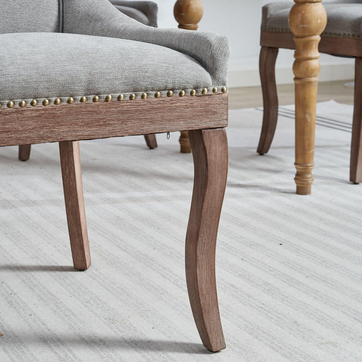 Esszimmerstühle 2er Set, Gepolsterte Chenille Stühle mit Holzbeinen