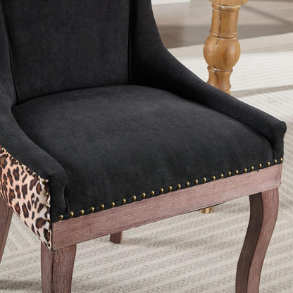 Esszimmerstühle 2er Set, Gepolsterte Chenille Stühle mit Holzbeinen